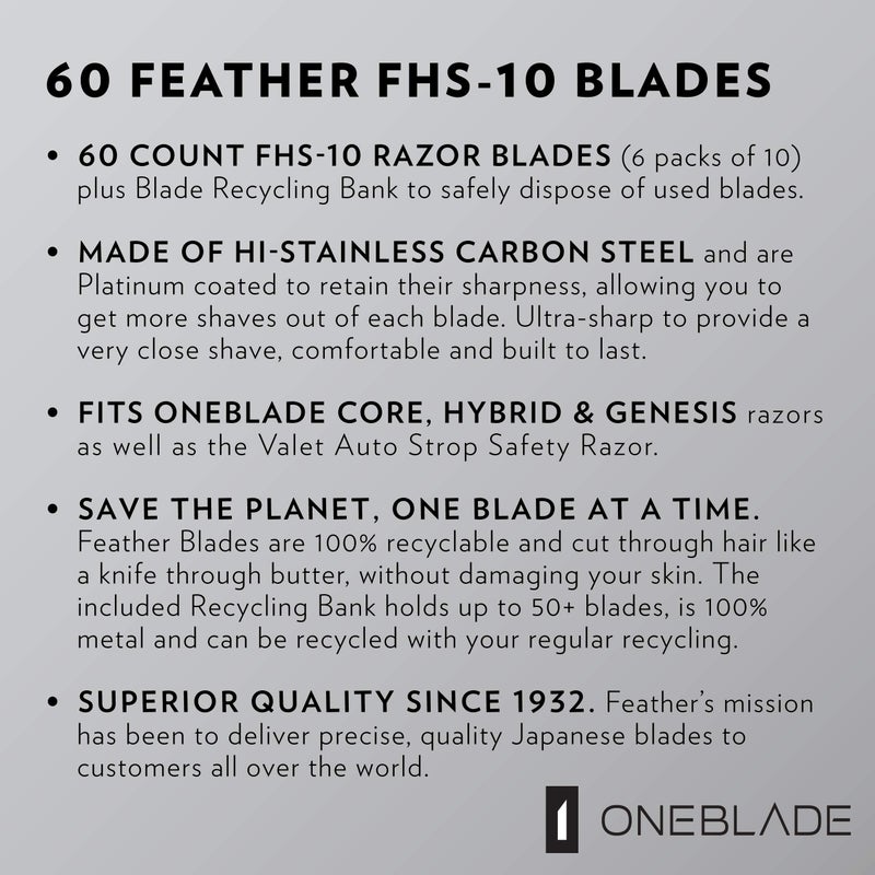 OneBlade 60 Feather FHS-10 Japanese Steel Razor Blades - Refill for OneBlade Core, Hybrid, & Genesis Razors - Single Blade Razor - Image 4
